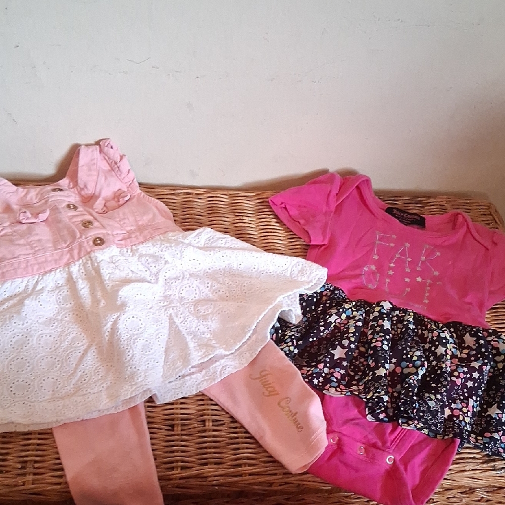 2 JUICY COUTURE BABY OUTFIT BUNDLE 6/9, & 9/12 Months!!